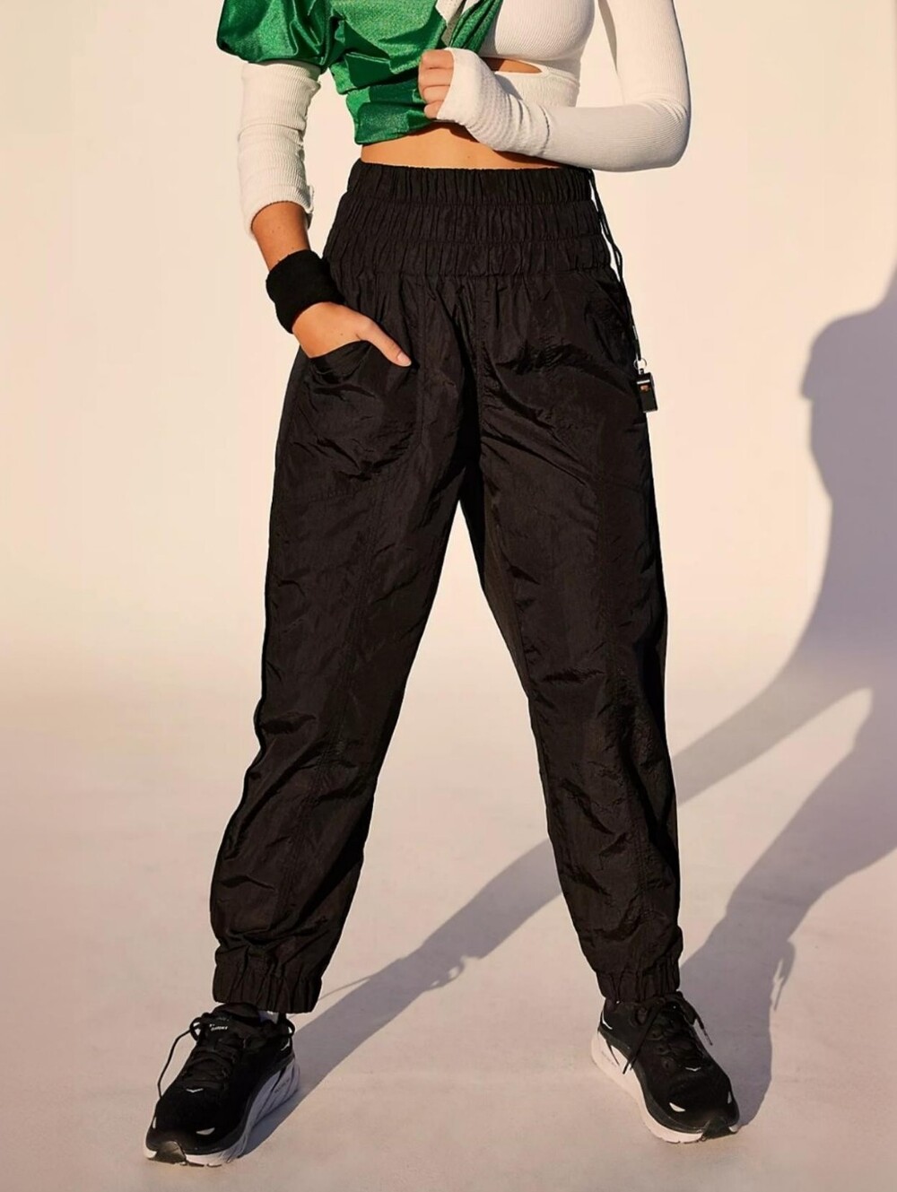 FP Movement The Way Home Jogger Black Nylon Parachute Pants NWT XL